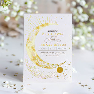 Invitation En Aluminium Mariage bohème de nuit étoilée au croissant de lun