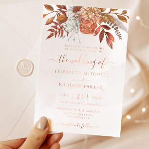 Invitation En Aluminium Mariage Bohème Fleurs Terracotta Automne