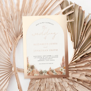 Invitation En Aluminium Mariage Bohème Floral Moderne Or Rose Feuille