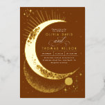 Invitation En Aluminium Mariage Boho de nuit étoilé de la lune de croissan<br><div class="desc">Cette invitation annonce le début d'un voyage magnifique, adapté à ceux qui envisagent un mariage sous les thèmes de "Under the Stars", "Written in the Stars" ou "To the Moon and Back". Il capture l'émerveillement de la voûte céleste, ornée de planètes mystérieuses, de galaxies profondes et de constellations intemporelles, le...</div>