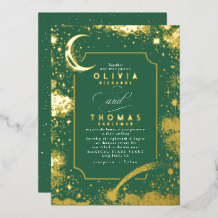 Invitation En Aluminium Mariage Boho de nuit étoilé de la lune de croissan