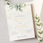 Invitation En Aluminium Mariage botanique feuilles d'eucalyptus or<br><div class="desc">Belle invitation de mariage avec des feuilles d'eucalyptus aquarelle et des feuilles en feuille d'or. Choix parfait pour les mariages de printemps et d'été.</div>