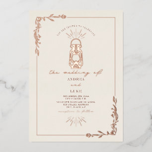 Invitation En Aluminium Mariage Botanique Rustique Lanterne Vintage