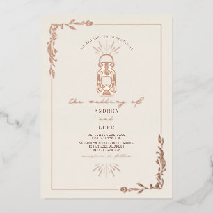 Invitation En Aluminium Mariage botanique rustique vintage lanterne