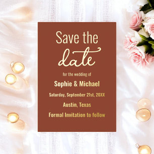 Invitation En Aluminium Mariage Brown Enregistrer la date Terracotta Boho
