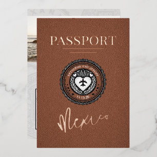 Invitation En Aluminium Mariage Brown Mexique Passport