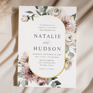 Invitation En Aluminium Mariage cadre floral hivernal délicat