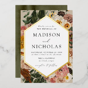 Invitation En Aluminium Mariage cadre géométrique floral Boho Automne