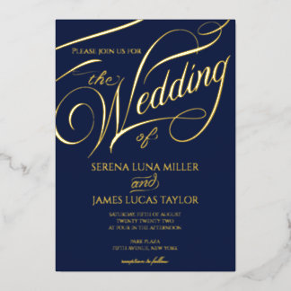 Invitation En Aluminium Mariage Calligraphié à Feuille d'Or Romantique