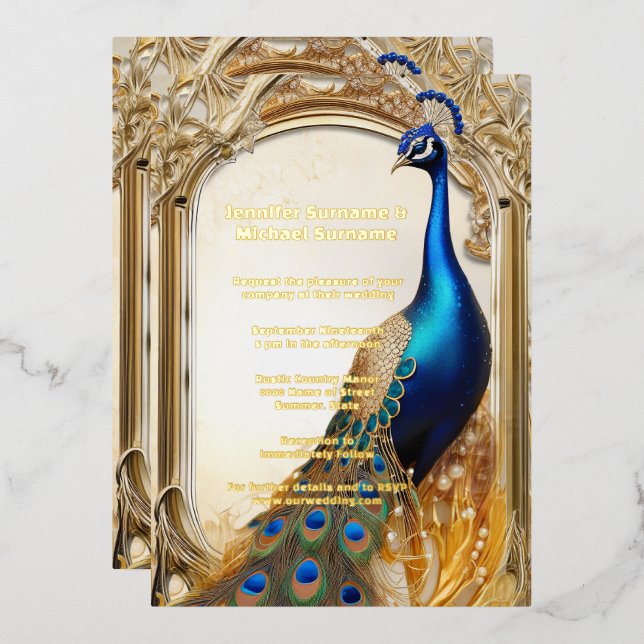 Invitation En Aluminium Mariage campagnard paon de luxe indien chic (Recto/Verso)