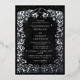 Invitation En Aluminium Mariage céleste de minuit noir étoiles lune