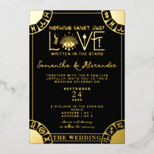 Invitation En Aluminium Mariage céleste noir de l'œil du mal signe du zodi