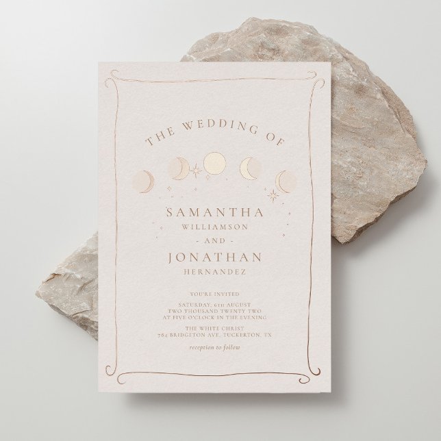 Invitation En Aluminium Mariage céleste tiré à la main lunaire et solaire (Créateur téléchargé)