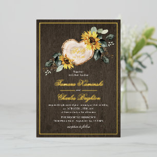 Invitation En Aluminium Mariage Champêtre à l'Aquarelle avec Tournesols et