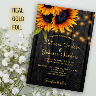 Invitation En Aluminium Mariage champêtre avec tournesols et bois de grang