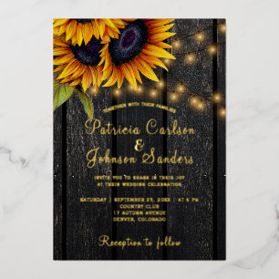 Invitation En Aluminium Mariage champêtre avec tournesols et bois de grang