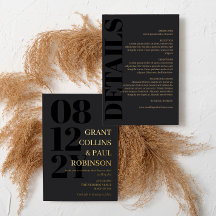 Mariage Charbon Noir & Or Typographie 2 en 1
