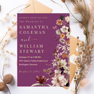 Invitation En Aluminium Mariage Chic Bohème Fleur Sauvage Rustique Baie Vi