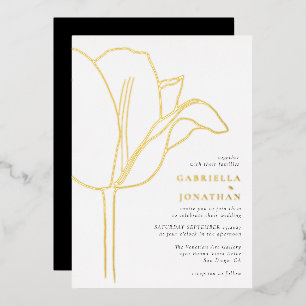 Invitation En Aluminium Mariage chic de tulipe blanche noire
