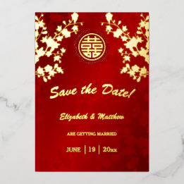 Invitation En Aluminium Mariage Chinois à la Fleur de Cerisier Save The Da