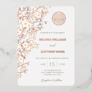 Invitation En Aluminium MARIAGE chinois BILINGUAL Dusty Rose Rose Gold