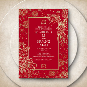Invitation En Aluminium Mariage chinois Dragon Phoenix