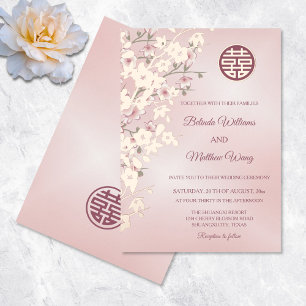 Invitation En Aluminium Mariage chinois Dusty Rose Gold FOIL