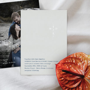 Invitation En Aluminium Mariage Chrétien   Croix des Initiales du Couple e