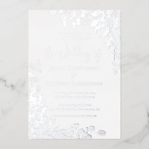 Invitation En Aluminium Mariage Classique Blanc Argent