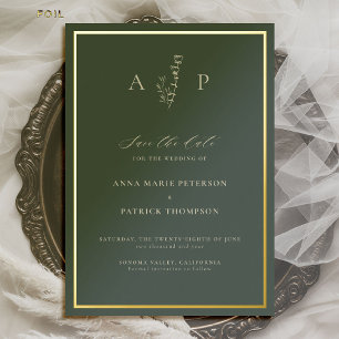 Invitation En Aluminium Mariage classique classique Delicate Sage Enregist