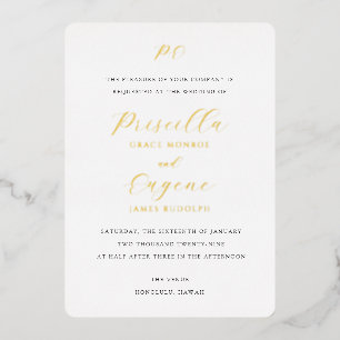 Invitation En Aluminium Mariage Classique Élégant Monogramme