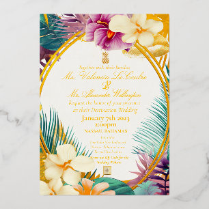 Invitation En Aluminium Mariage classique élégant Tropical à thème de dest