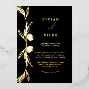 Invitation En Aluminium Mariage classique Golden Mini capsule florale 