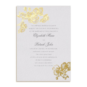 Invitation En Aluminium Mariage Classique Héritage d'Amour d'Orchidée Ivoi