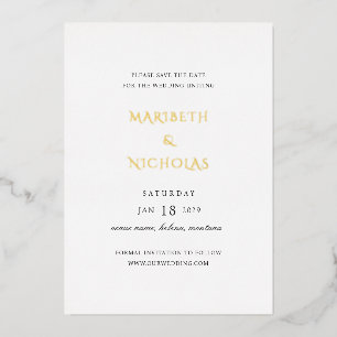 Invitation En Aluminium Mariage classique moderne Enregistrer la date