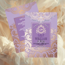 Mariage Classique Monogramme RoseGold Lavande Pous