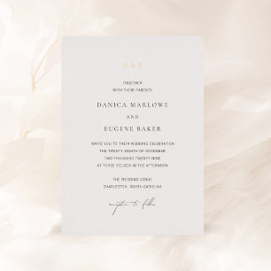 Invitation En Aluminium Mariage classique noir et blanc élégant