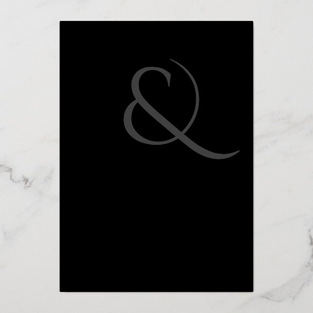 Invitation En Aluminium Mariage Classique Noir OR Esperluette Moderne (Recto)