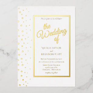 Invitation En Aluminium Mariage Classique Paillettes d'Or