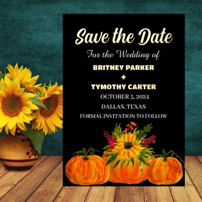 Invitation En Aluminium Mariage Code QR Photo Rustique Tournesol Citrouill (Créateur téléchargé)