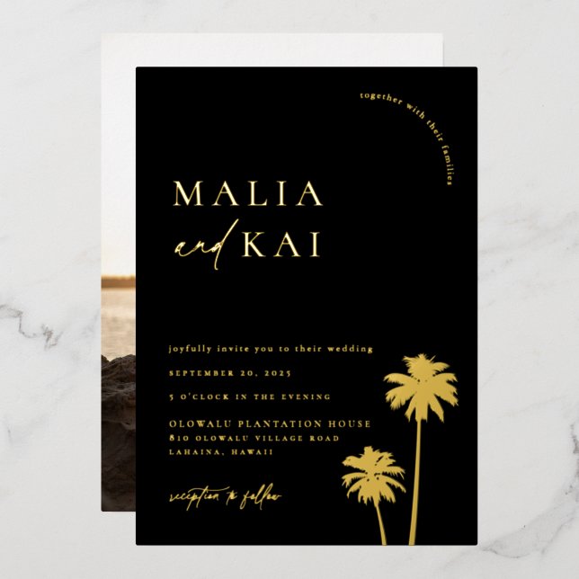 Invitation En Aluminium Mariage Contemporain Chic au Bord de Mer (Recto/Verso)