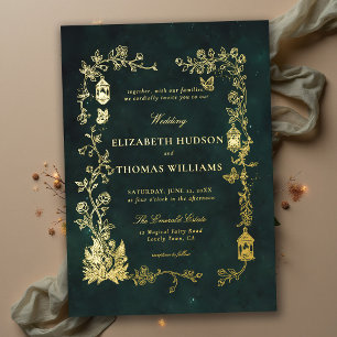 Invitation En Aluminium Mariage Contes de Fées Lanterne Verte Fée