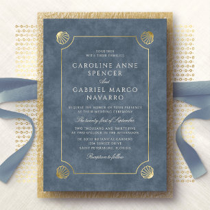 Invitation En Aluminium Mariage Coquillages de Plage Côtière