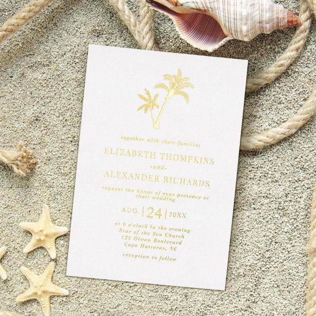 Invitation En Aluminium Mariage côtier Tropical Beach Palm Tree (Créateur téléchargé)