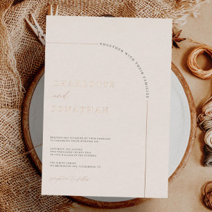 Invitation En Aluminium Mariage Crème d'Arche Moderne Minimaliste