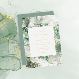 Invitation En Aluminium Mariage Cristal de Vert Sauge Aventurine