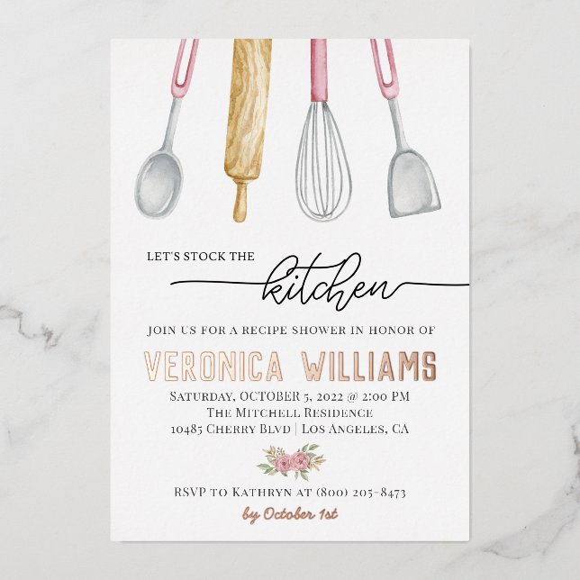 Invitation En Aluminium Mariage culinaire (Recto)