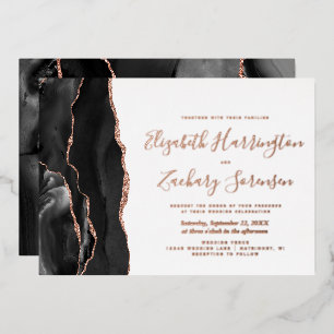 Invitation En Aluminium Mariage d'âge moderne Black Rose Gold