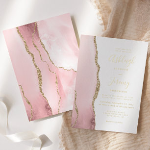 Invitation En Aluminium Mariage d'âge moderne Blush Pink Or