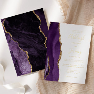 Invitation En Aluminium Mariage d'âge moderne Gold Purple